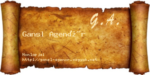 Gansl Agenór névjegykártya